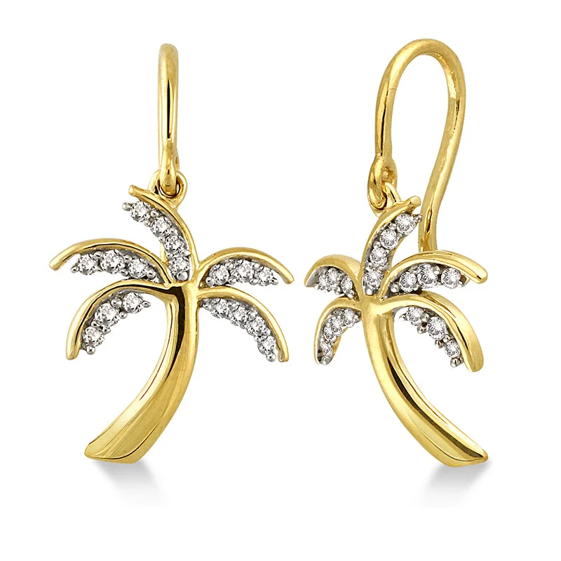 Hoop earrings with circle designs for a classic and timeless shape-10k Gold Palm Tree Earrings