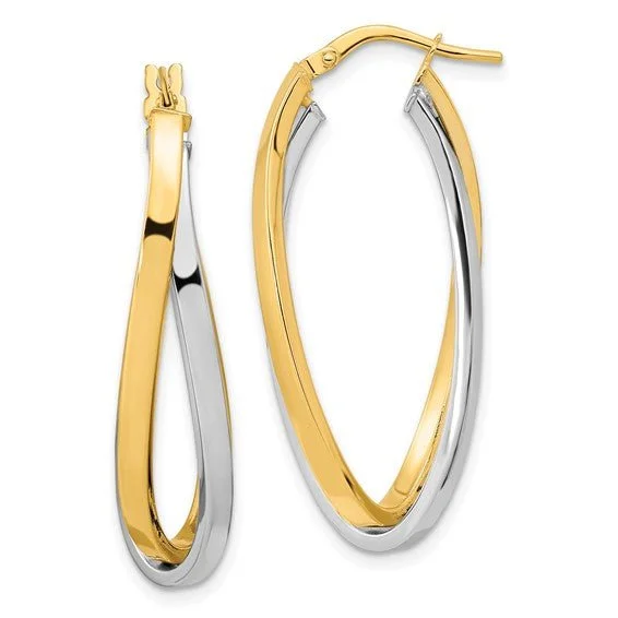 Hoop earrings with multi-tone finishes for a colorful and layered effect-14K TT Gold Double Oval Hoop Earrings