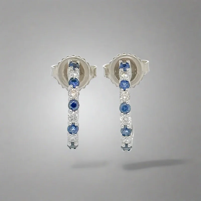 Best hoop earrings with floral designs for a feminine and delicate look-14K W Gold 0.20ctw Diamond and 0.33ctw Sapphire Earrings