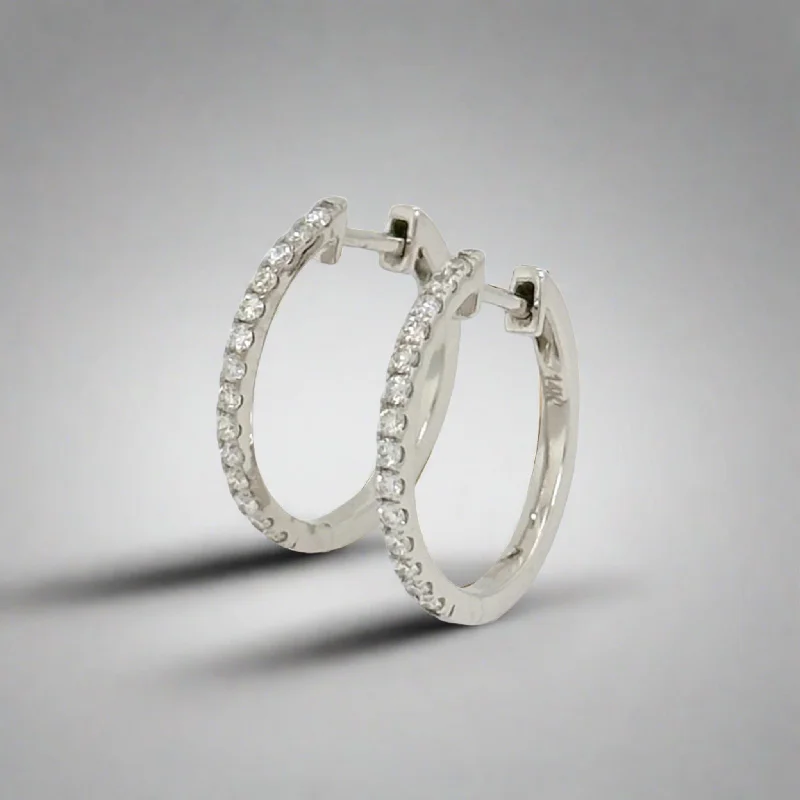 Hoop earrings with polished metal for a shiny and high-quality finish-14K W Gold 0.30ctw H/SI2 Diamond Hoop Earrings