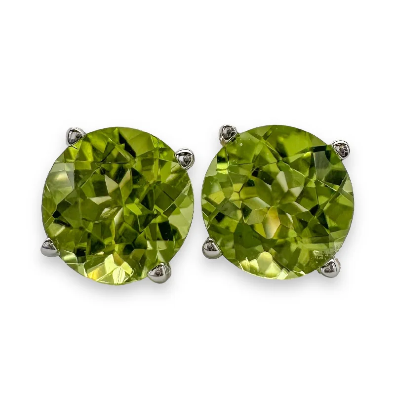 Best hoop earrings with satin ribbons for a soft, feminine appearance-14K W Gold 1.70cttw 6mm Round Peridot Earrings