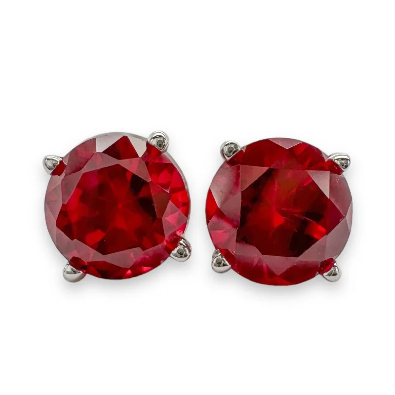 Hoop earrings with oversized designs for a bold, fashion-forward statement-14K W Gold 1.92ct 6mm Lab-Created Ruby Earrings