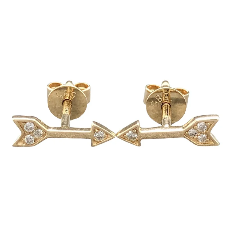 Hoop earrings with diamond-cut surfaces for added sparkle and shine-14K Y Gold 0.04cttw Diamond Arrow Earrings