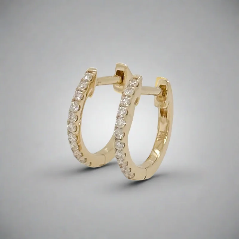 Hoop earrings with textured gold for a refined and sophisticated aesthetic-14K Y Gold 0.17ctw H/SI1 Diamond Hoop Earrings