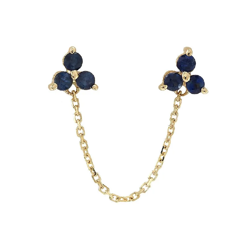 Hoop earrings with abstract wirework for an artistic, unique look-14K Y Gold 0.20cttw Single Sapphire Earring