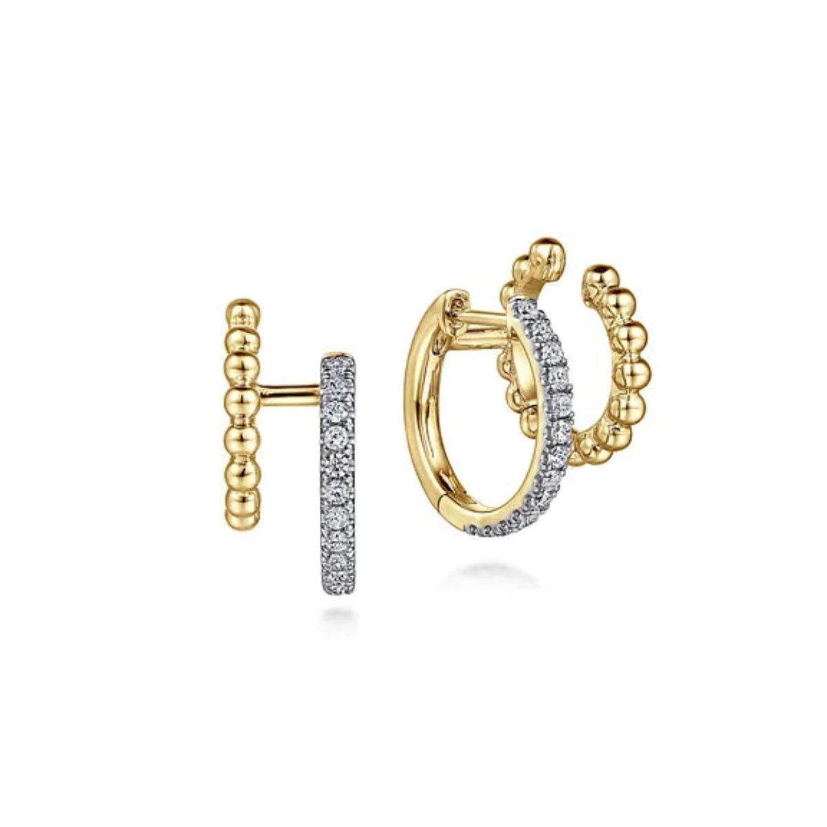 Hoop earrings with polished silver finish for a shiny, modern appeal-14K Y Gold 0.35ctw Diamond Huggie Cuff Earring