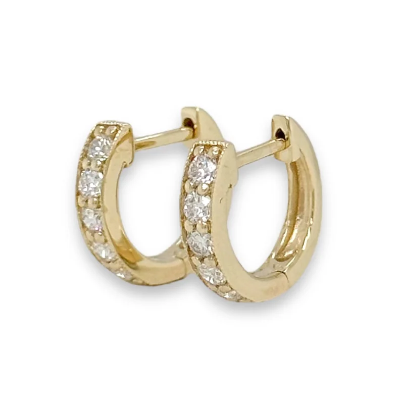 Hoop earrings with faceted crystals for added sparkle and shine-14K Y Gold 0.35ctw Small Diamond Hoop Earrings