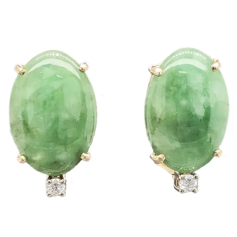 Best hoop earrings with gold-plated finishes for an affordable luxury vibe-14K Y Gold 10.16cttw Jadeite & 0.08cttw Diamond Earrings