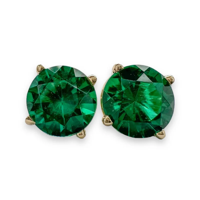 Hoop earrings with open designs for a modern, lighthearted vibe-14K Y Gold 1.38cttw 6mm Lab-Created Emerald Earrings