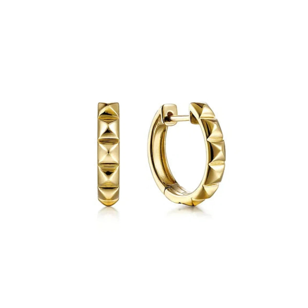 Hoop earrings with floral motifs for a feminine and nature-inspired look-14K Y Gold 15mm Grommet Pattern Huggie Earrings