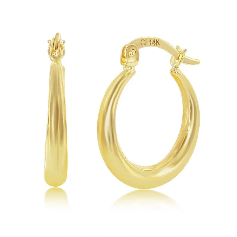 Hoop earrings with open designs for a modern, lighthearted vibe-14K Y Gold 18mm Tapered Hoop Earrings