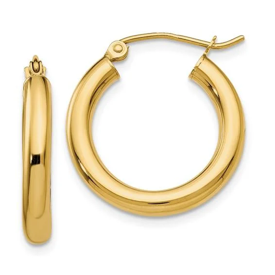 Best hoop earrings with geometric pendants for a modern, chic appeal-14K Y Gold 20mm Polished Tube Hoop Earrings