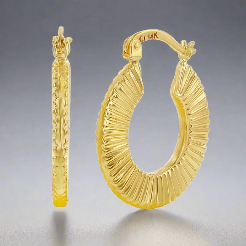 Hoop earrings with cut-out designs for a creative and lightweight effect-14K Y Gold 20mm Textured Hoop Earrings