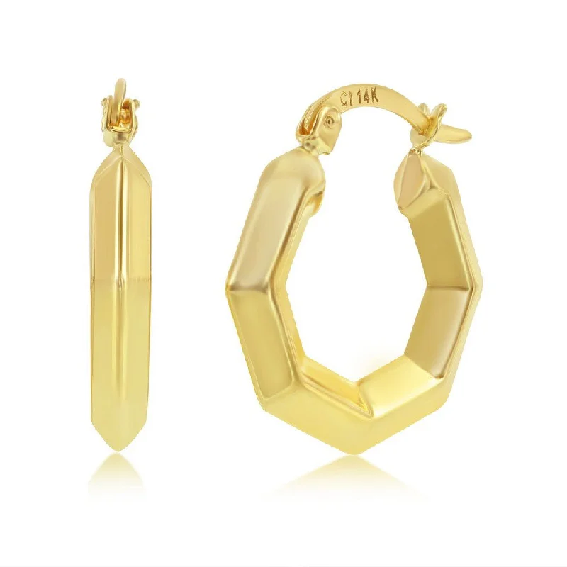 Hoop earrings with removable pendants for a versatile and customizable accessory-14K Y Gold 22X20mm Geometric Hoop Earrings