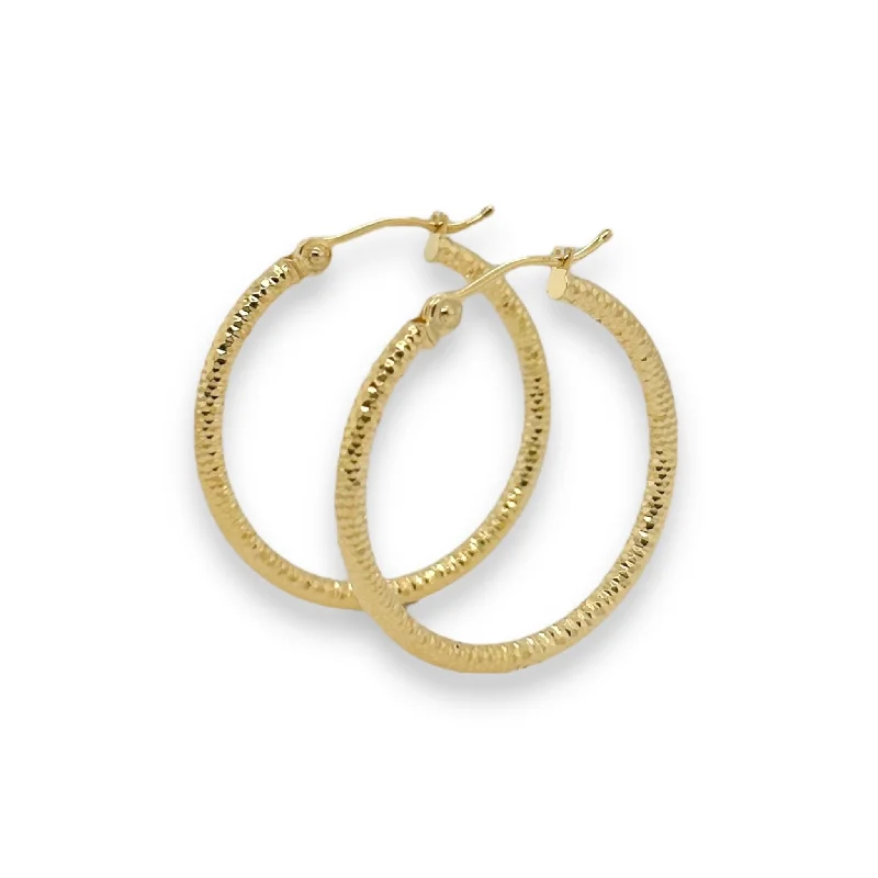 Best hoop earrings with sparkling cubic zirconia for a brilliant, budget-friendly effect-14K Y Gold 25mm Dia Cut Hoop Earrings