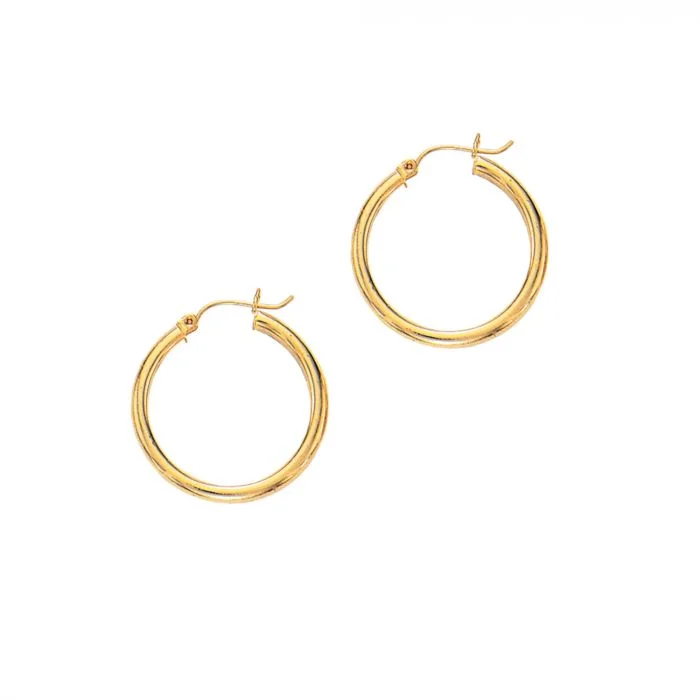 Hoop earrings with open designs for a modern, lighthearted vibe-14K Y Gold 25mm Shiny Hoop Earrings 1.70grms