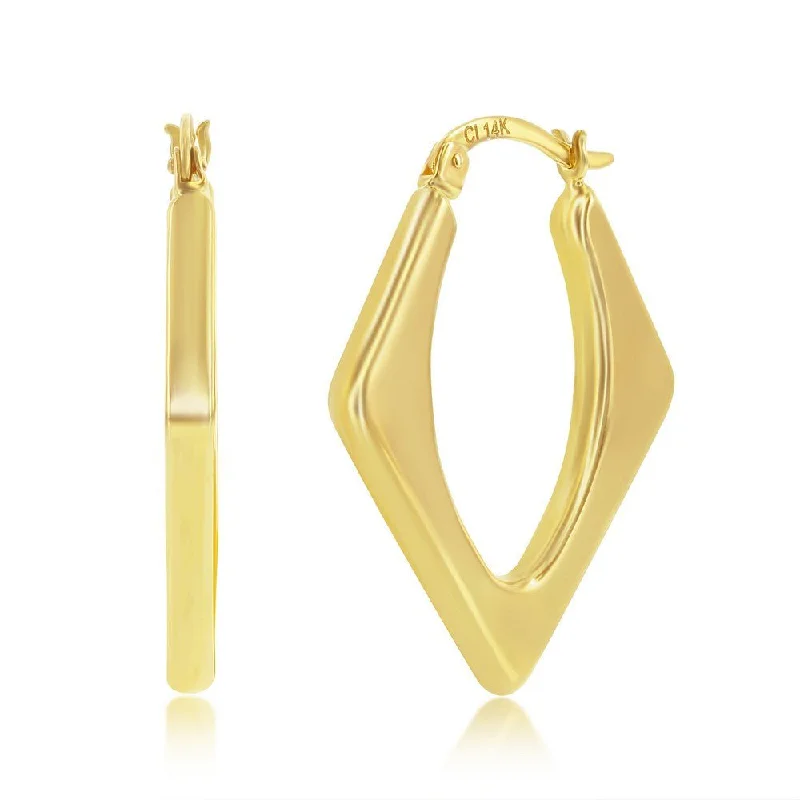 Hoop earrings with enamel stripes for a colorful and eye-catching design-14K Y Gold 30x24mm Diamond Shaped Hoop Earrings