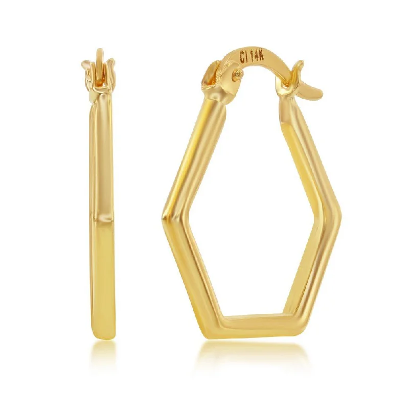 Best hoop earrings with sparkling cubic zirconia for a brilliant, budget-friendly effect-14K Y Gold Hexagon Hoop Earrings