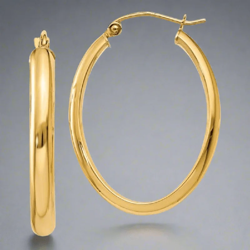 Hoop earrings with removable pendants for a versatile and customizable accessory-14K Y Gold Oval Hoop Earrings 31.7mm x 22mm