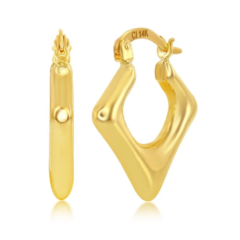 Best hoop earrings with crescent-shaped designs for a bold, moon-inspired style-14K Y Gold Triangle Shape Hoop Earrings