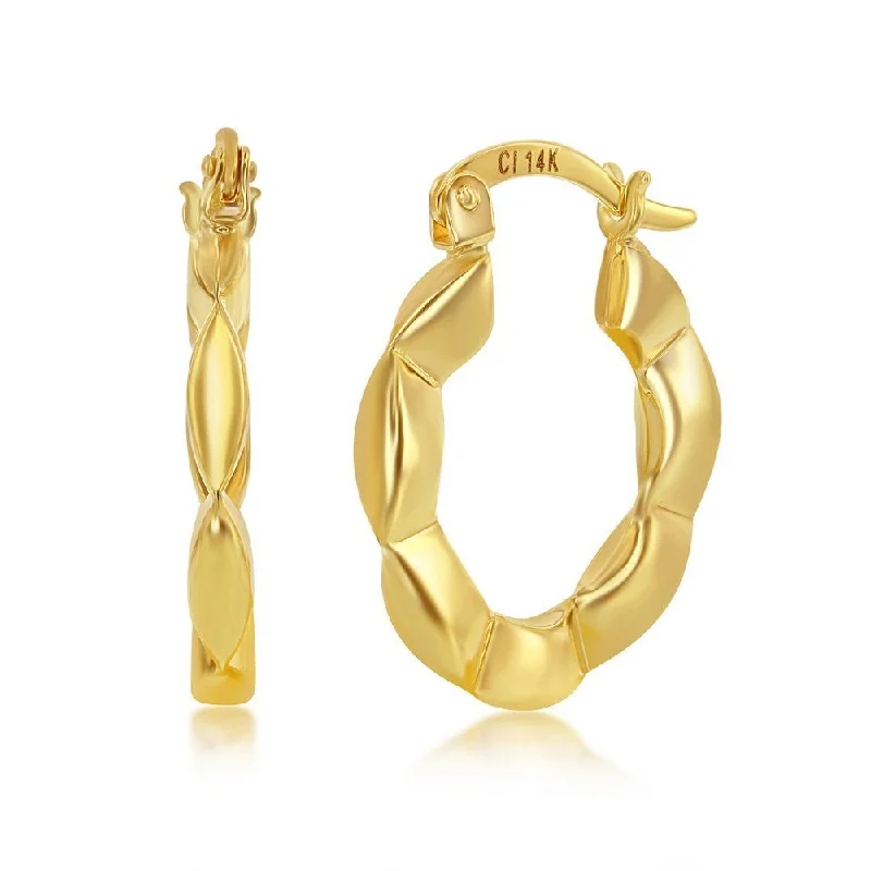 Large hoop earrings for a bold and statement-making fashion accessory-14K Y Gold Wave Design Hoop Earrings