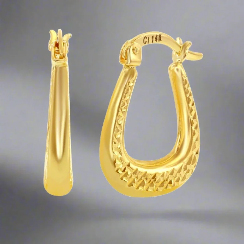 Best hoop earrings with marbled designs for a trendy and artistic effect-14K Y Gold X Design Dia Cut Hoop Earrings