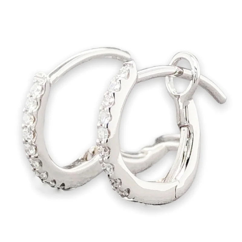 Hoop earrings with pearl accents for a chic and classic style-18K W Gold 0.11ctw G/SI2 Small Diamond Huggie Earrings