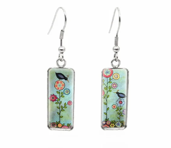 Best hoop earrings with braided leather for a rustic, stylish finish-Beautiful Glass Like Folk Bird Earrings