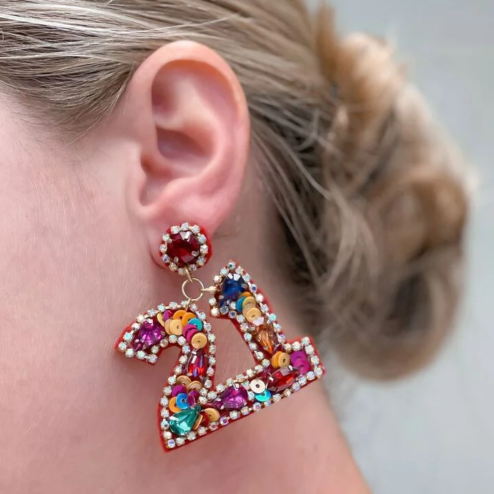 Best hoop earrings with intricate beaded details for a textured, stylish appearance-'21' Birthday Glitzy Sequin Dangle Earrings