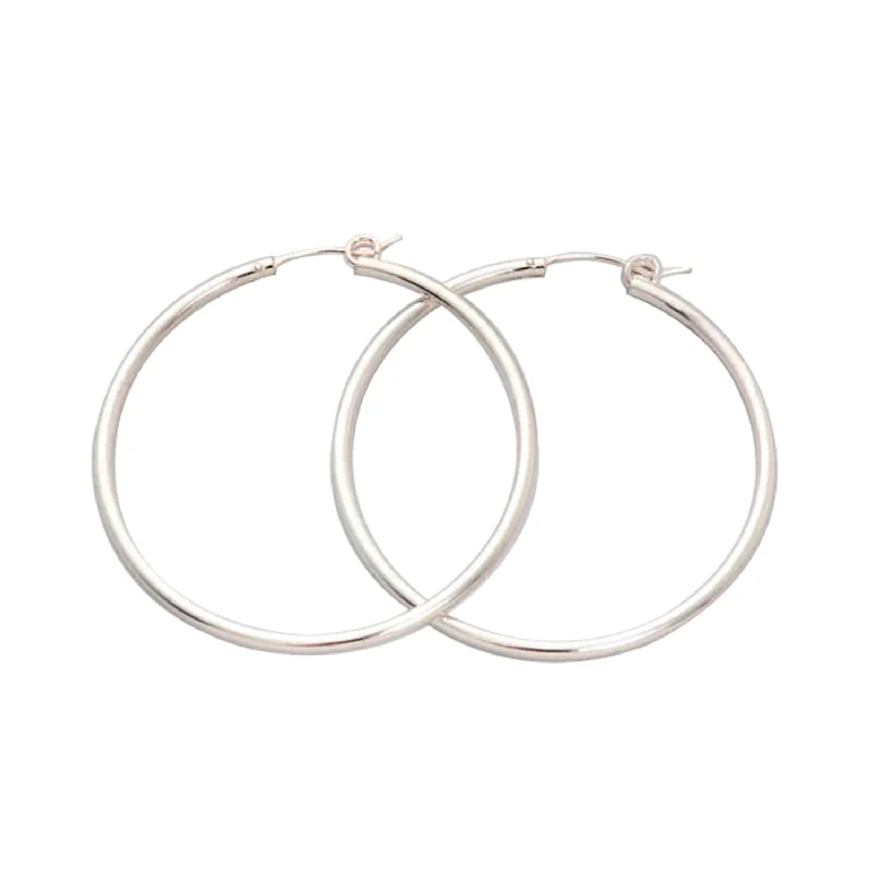 Hoop earrings with satin finishes for a smooth and elegant appearance-35mm Sterling Silver Hoops