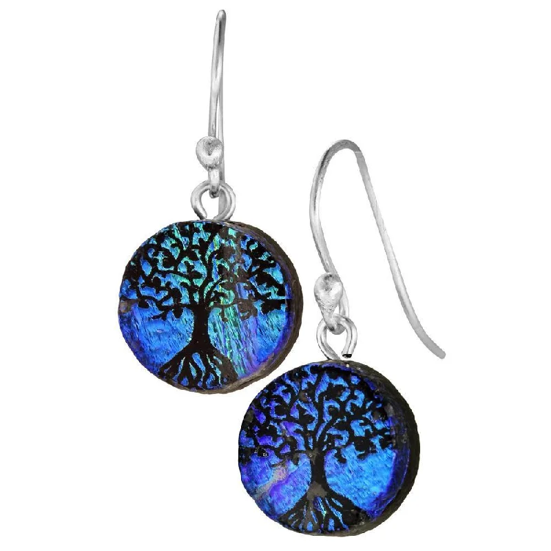 Best hoop earrings with butterfly motifs for a playful and whimsical appearance-Dichroic Glass Tree Of Life Earrings