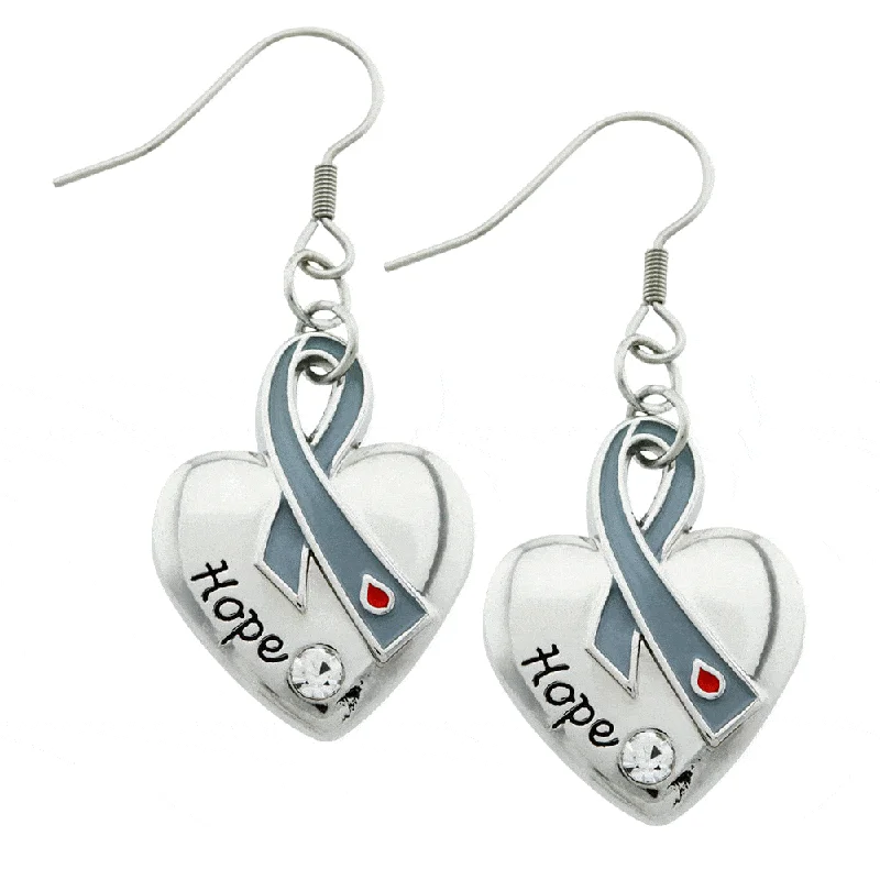 Hoop earrings with polished metal for a shiny and high-quality finish-Diabetes Ribbon Heart Earrings!