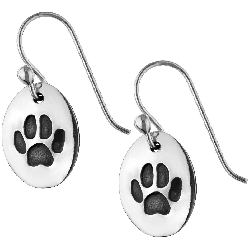 Best hoop earrings with matte finish for a sophisticated, understated design-Paw Print Cut Out Sterling Earrings