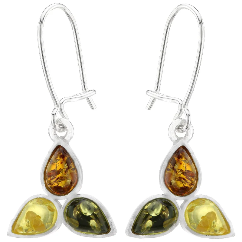 Hoop earrings with snake print designs for an edgy, wild appearance-Trinity Amber & Sterling Earrings