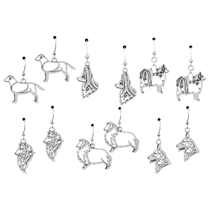 Hoop earrings with intricate designs for a unique and artistic appearance-Recycled Sterling Dog Breed Earrings