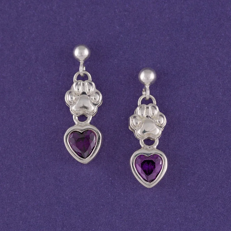 Best hoop earrings with geometric cuts for a sharp, modern appeal-Amethyst Hearts & Paws Sterling Earrings