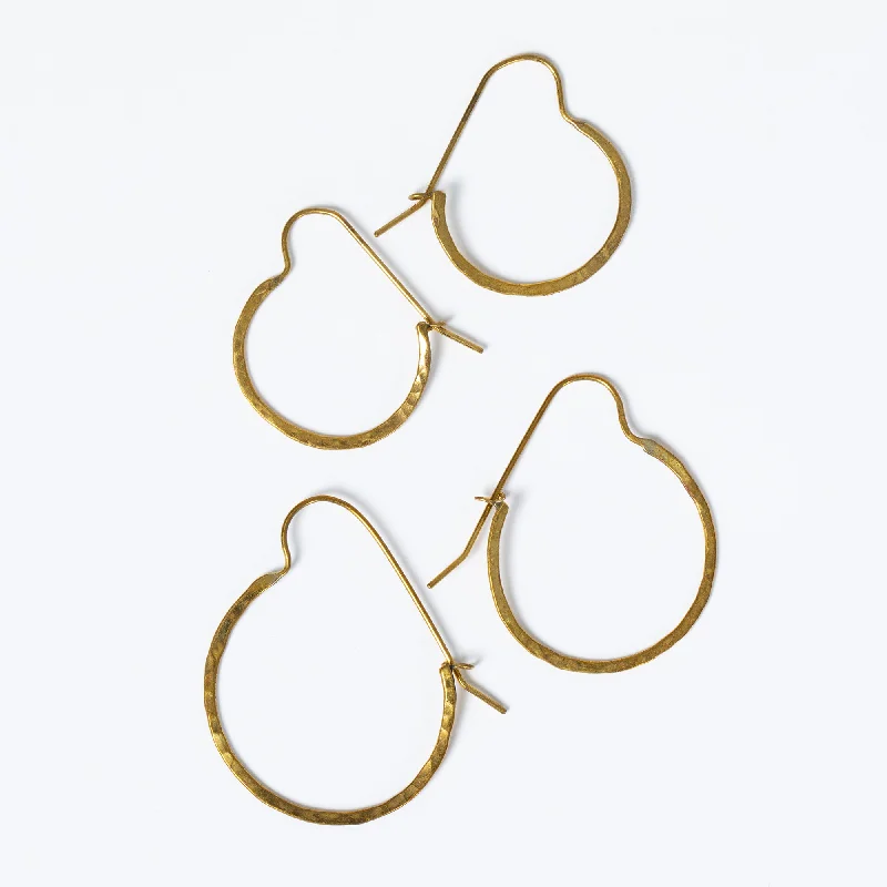 Hoop earrings with colorful beads for a fun and playful vibe-Sasa Hoop Brass Earrings