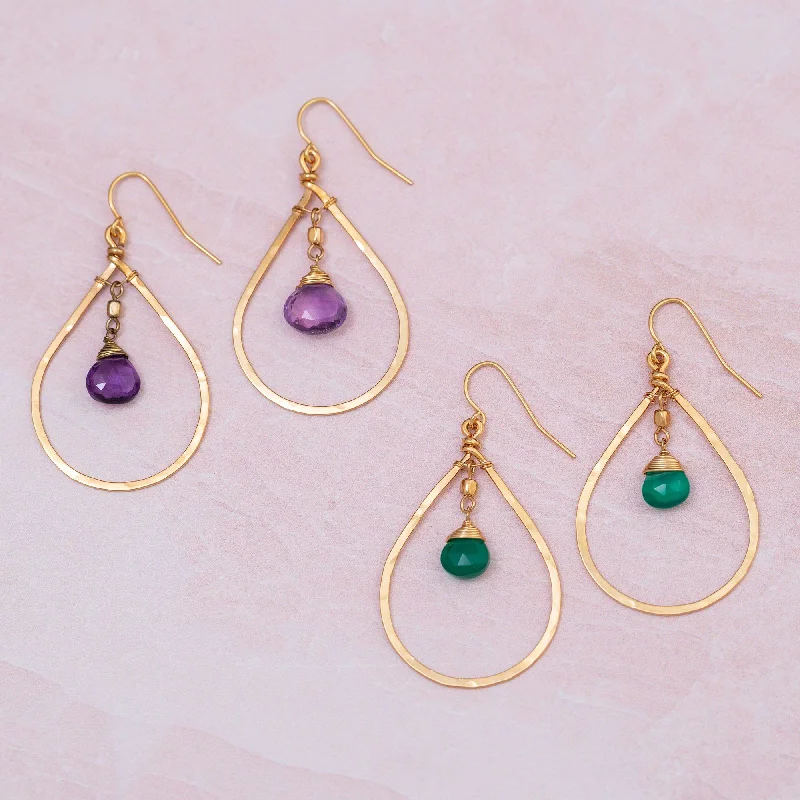 Hoop earrings with snake print designs for an edgy, wild appearance-Gemstone Hoop Gold-Filled Earrings