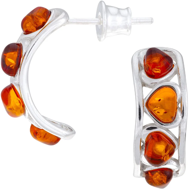 Stylish hoop earrings with diamond accents for an elegant and sparkling effect-Sterling & Amber Multi Hearts Earrings