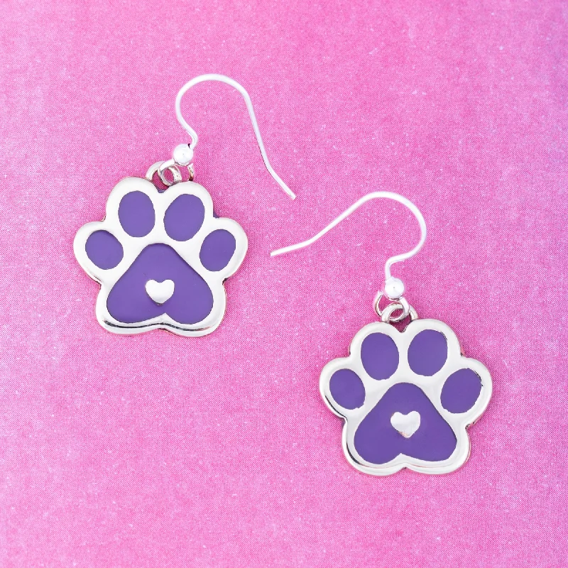 Best hoop earrings with satin ribbons for a soft, feminine appearance-Paw Print Beats In My Heart Earrings