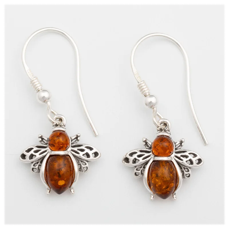 Hoop earrings with luxe velvet finishes for a rich and luxurious touch-Sterling & Amber Bee Earrings