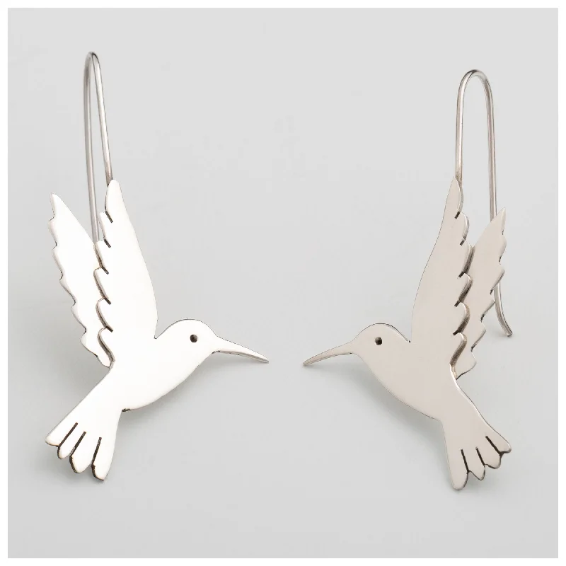 Best hoop earrings with geometric shapes for a modern and artistic appeal-Flying Hummingbird Sterling Earrings