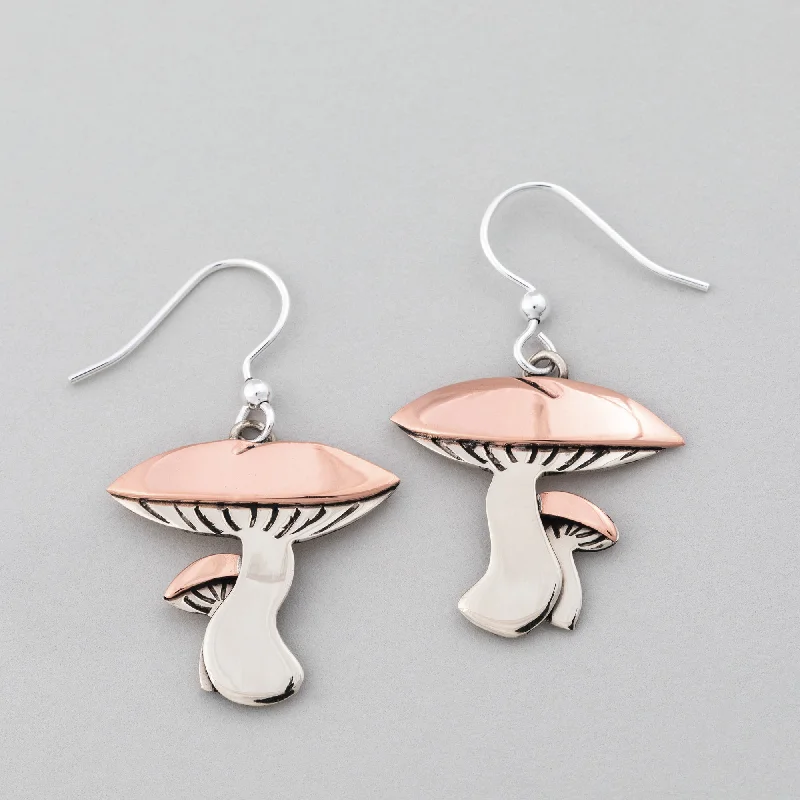 Hoop earrings with twisted metal designs for a dynamic and modern style-Mushrooms Mixed Metal Earrings