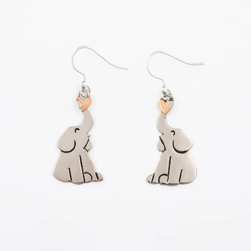 Hoop earrings with resin accents for a bold and colorful design-Elephants Love Mixed Metal Earrings