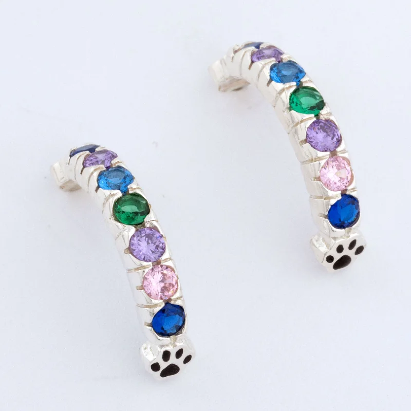 Hoop earrings with heart-shaped frames for a romantic and feminine look-Rainbow Bridge Paw Print Earrings