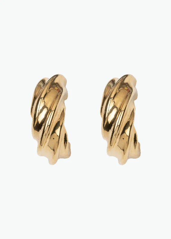 Hoop earrings with braided patterns for a detailed and textured finish-Aaryn Earrings -- Gold