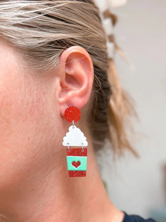 Best hoop earrings with multi-colored gemstones for a vibrant and lively touch-Acrylic Hot Coco Dangle Earrings - Red