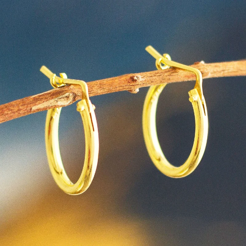 Hoop earrings with textured gold for a refined and sophisticated aesthetic-Always Classic Small Gold Plated Hoop Earrings from Peru (.7 Inch)