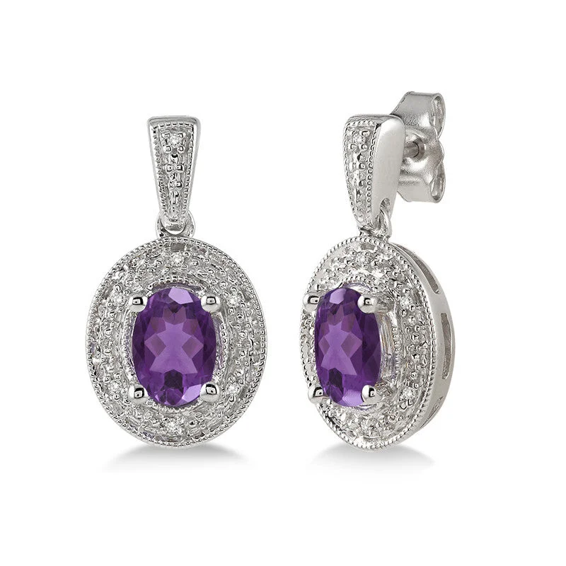 Best hoop earrings with snake chain details for a sleek and modern touch-Amethyst & Diamond Earrings