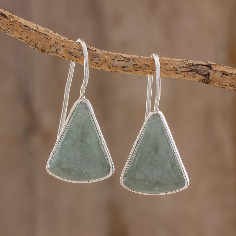 Best hoop earrings with geometric cuts for a sharp, modern appeal-Apple Green Mayan Triangles Apple Green Triangular Jade Earrings from Guatemala